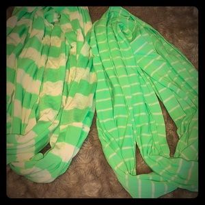 Lime green infinity scarves
